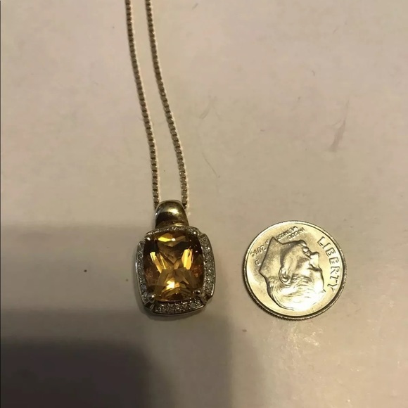 Citrine Diamond Pendent with 14k Gold Chain - Picture 3 of 6